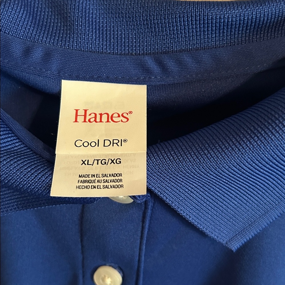 Hanes Royal Blue Cool Dri Polo - 100% Polyester - Picture 2 of 3